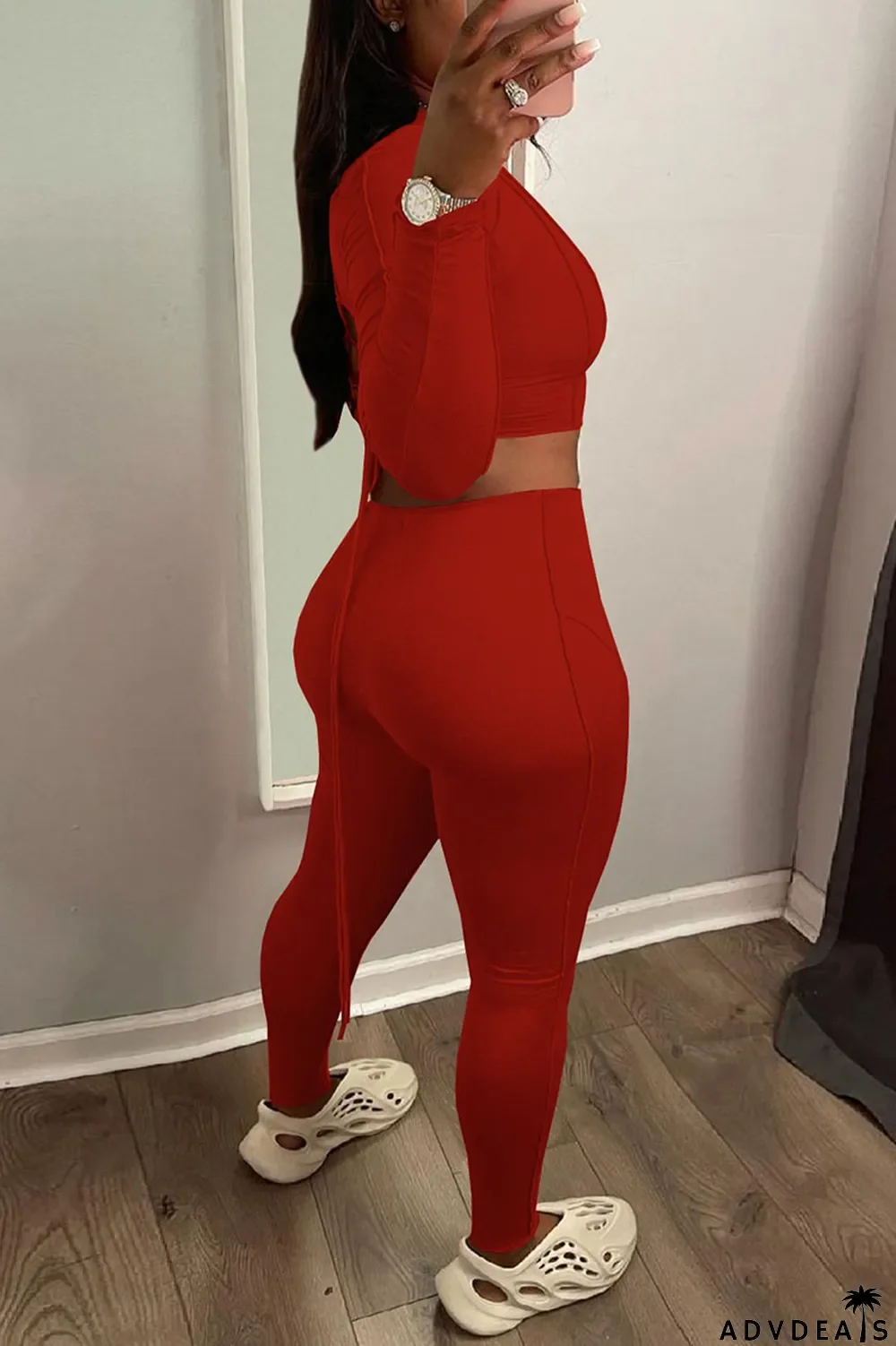 Black Casual Solid Hollowed Out Split Joint Frenulum O Neck Long Sleeve Two Pieces