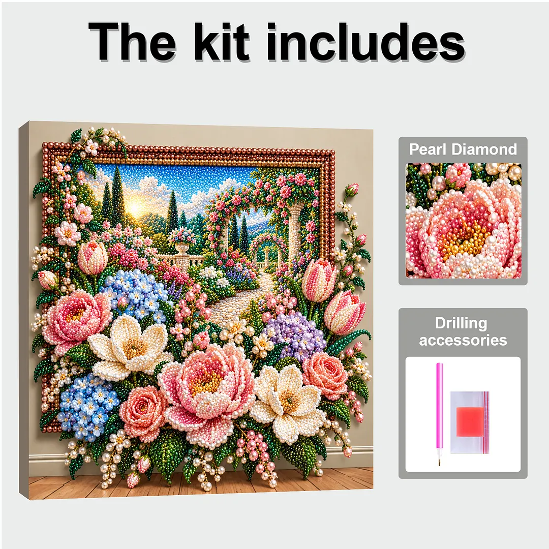 Framed Pearl Painting Kit Botanical Bloom 11.81x11.81in