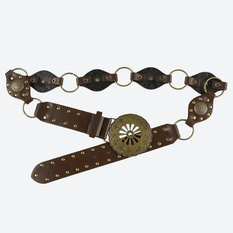 Brownm Ethnic Designed Buckle Belt