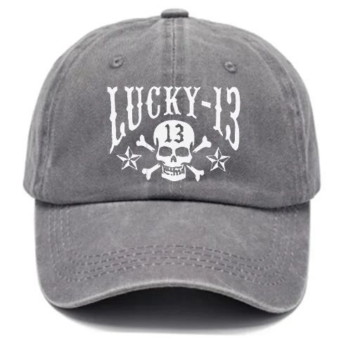 Men's Lucky 13 Skull Print Casual Cap