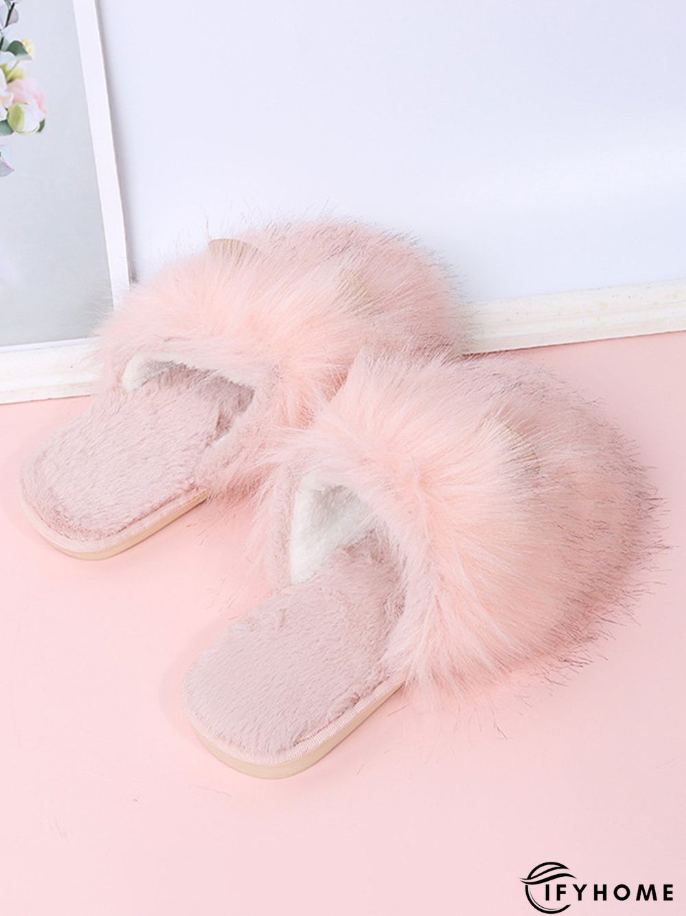 Cute Cat Ears Mohair Warm Fleece Indoor Slippers | IFYHOME