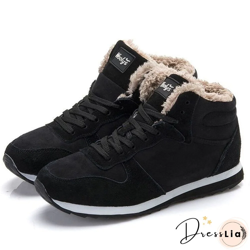 Women Boots Couple Winter Boots Plus Size Winter Shoes Women Ankle Boots Lace-Up Botas De Mujer Flat Winter Sneakers Female