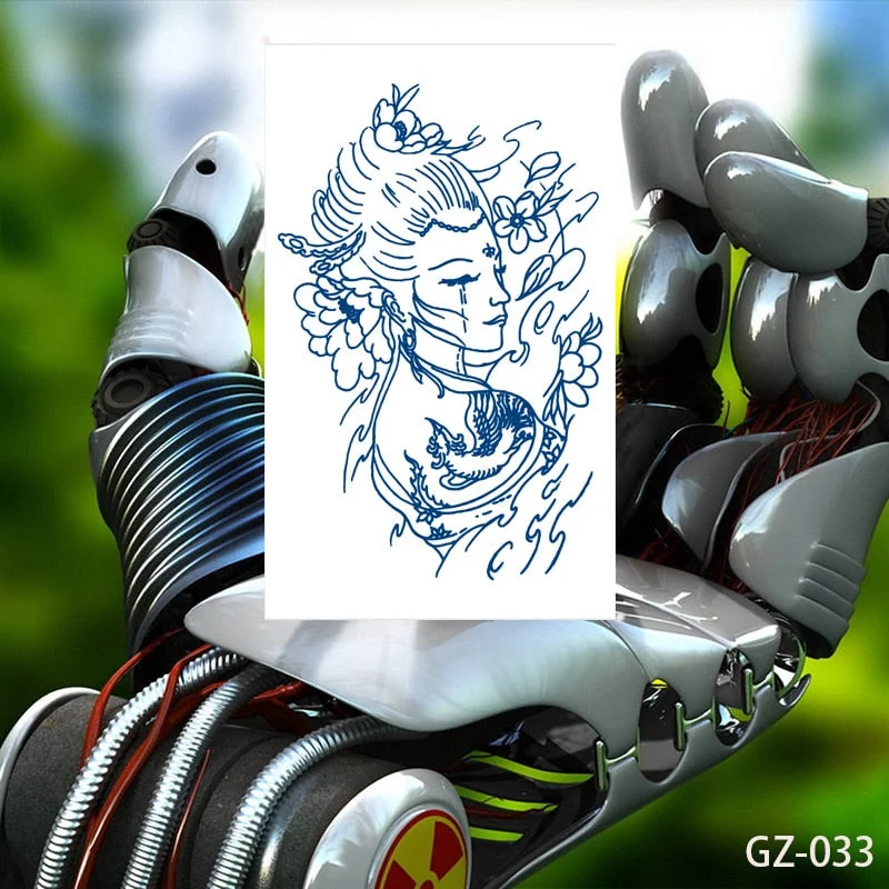 Temporary Waterproof Tattoos Stickers Sexy Mythical Dragon Girl Fox Mask Juice Ink Lasting Arm Back Body Buttocks Fake Tatoo DIY