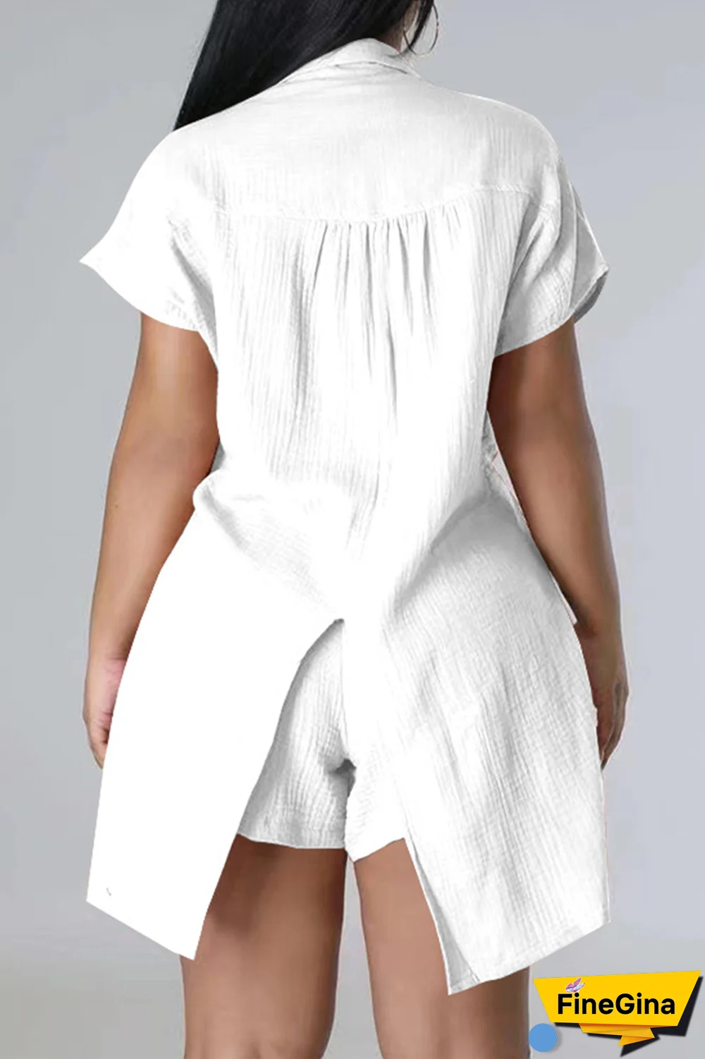 Pink Casual Solid Patchwork Turndown Collar Short Sleeve Two Pieces