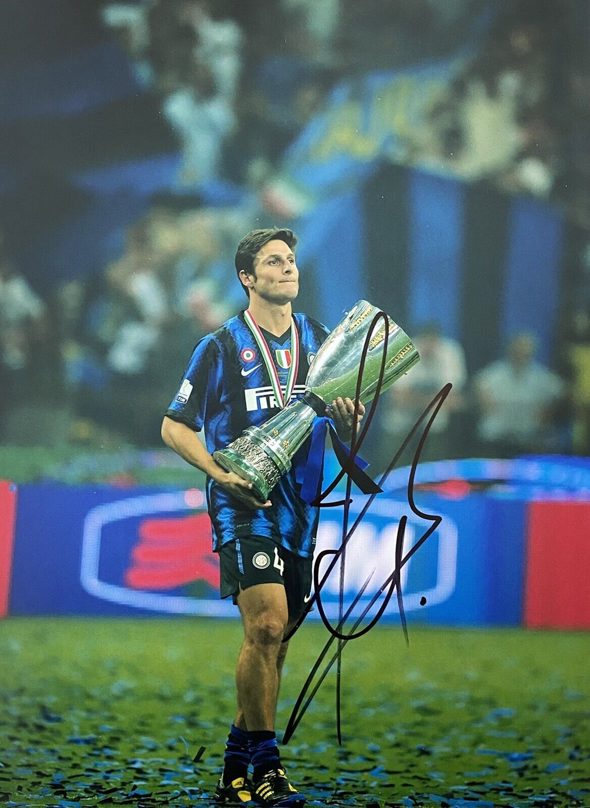 Javier Zanetti Hand Signed 16x12 Inter Milan Photo Poster painting, See Proof