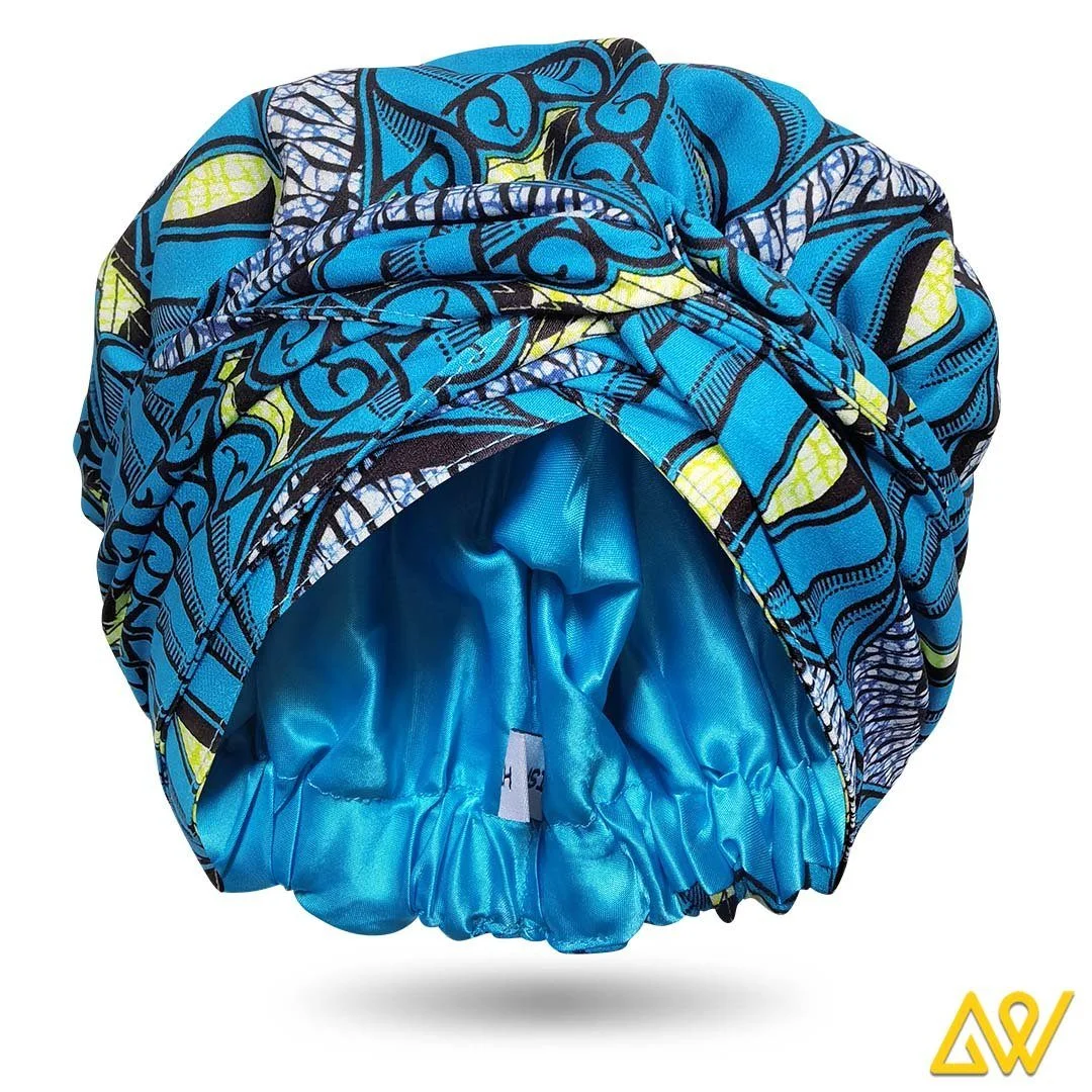 African Print Head Wrap With Satin-Lined-AW1173