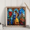 Stained Glass-Beauty And The Beast-Full Embroidery 2 Strands 14CT Stamped Cross Stitch-50*50CM