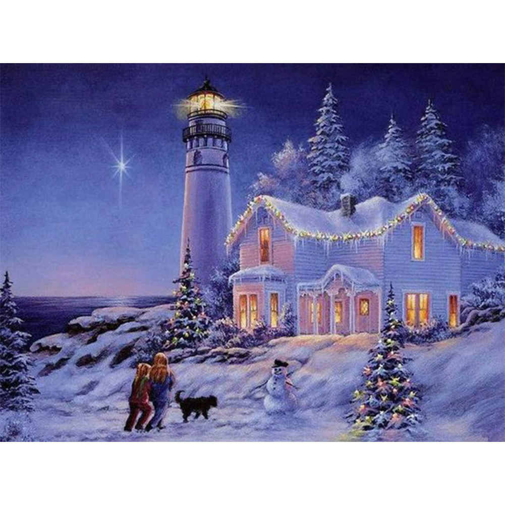 

(Multi-Size) Snow Lighthouse - Round/Square Drill Diamond Painting, Square diamond 50*60cm, 501 Original