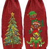 2pcs Christmas Diamond Art Linen Wine Gift Bag Diamond Painting Red Wine Bag Kit