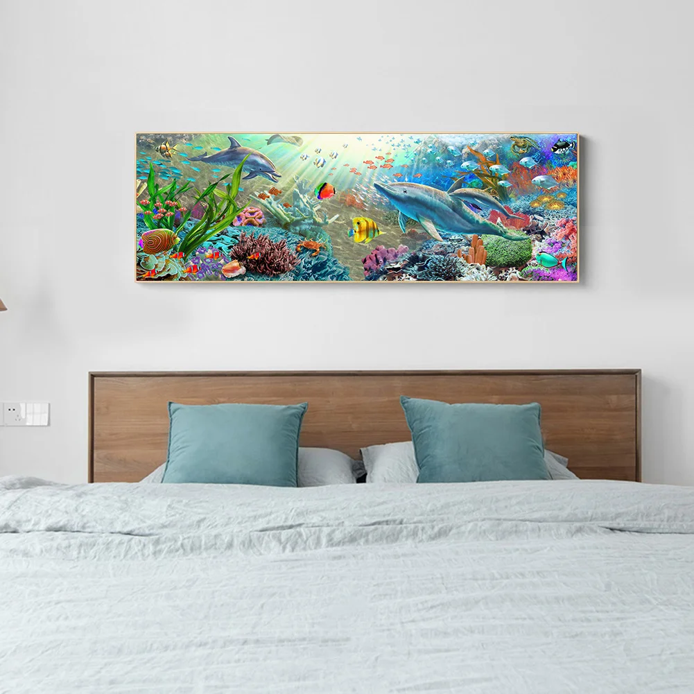 Diamond Painting - Full Round Drill - Ocean Dolphin(90*30cm)