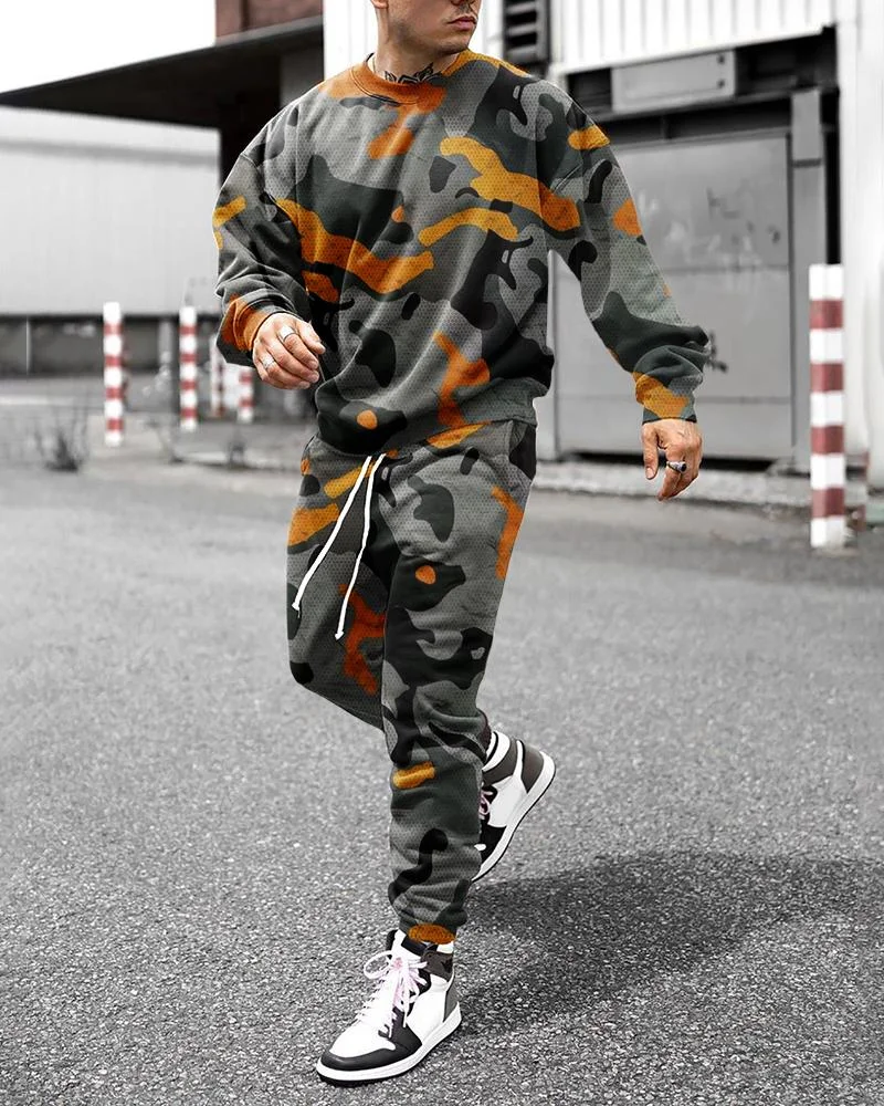 men's camouflage printing leisure sports Hoodies suits