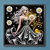 Special Shape Rhinestone Diamond Painting Kit(Black Gold Daisy Beauty)