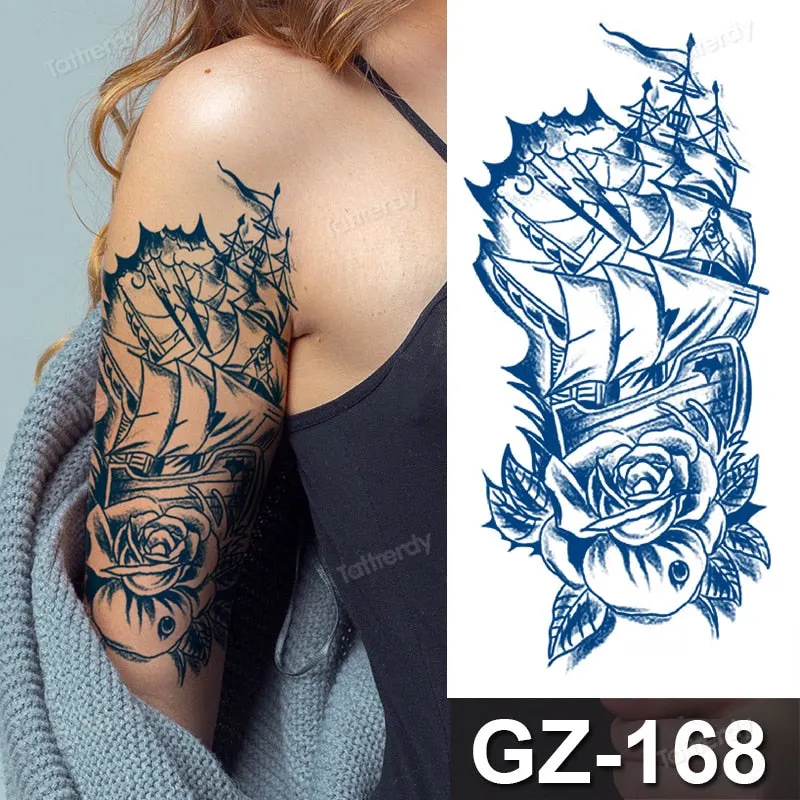 waterproof temporary tattoos men sleeve armband tattoo letter wings flowers long lasting juice ink tattoo sticker fake body art