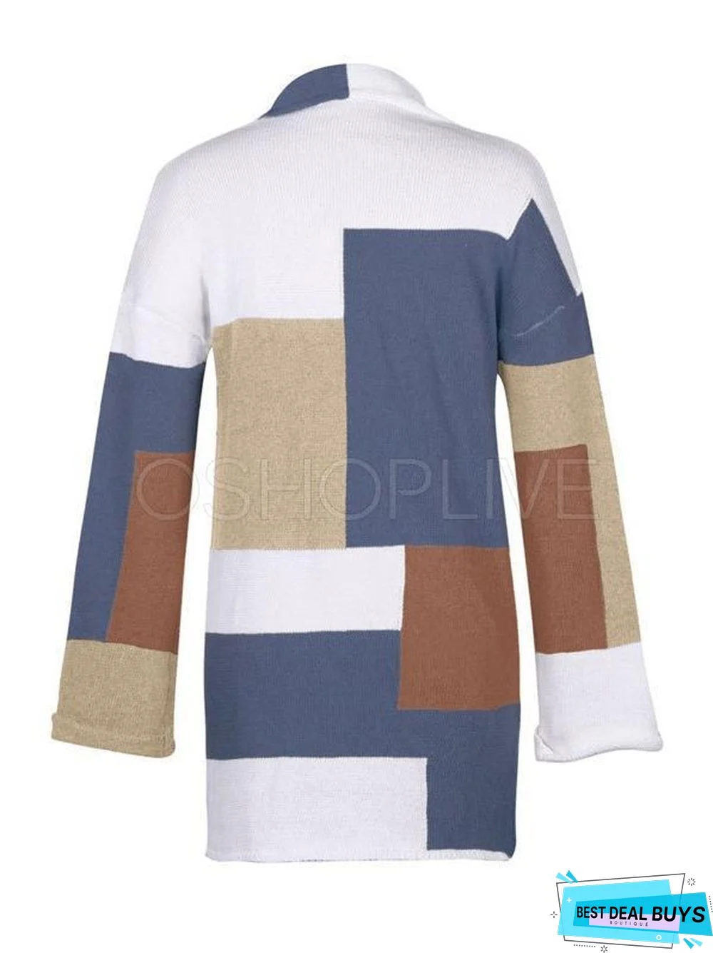 Splicing Color Mid-Length Knitting Sweater