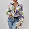 Gioiacombo&trade; Camicia a maniche lunghe stampata ampia da donna primaverile e autunnale