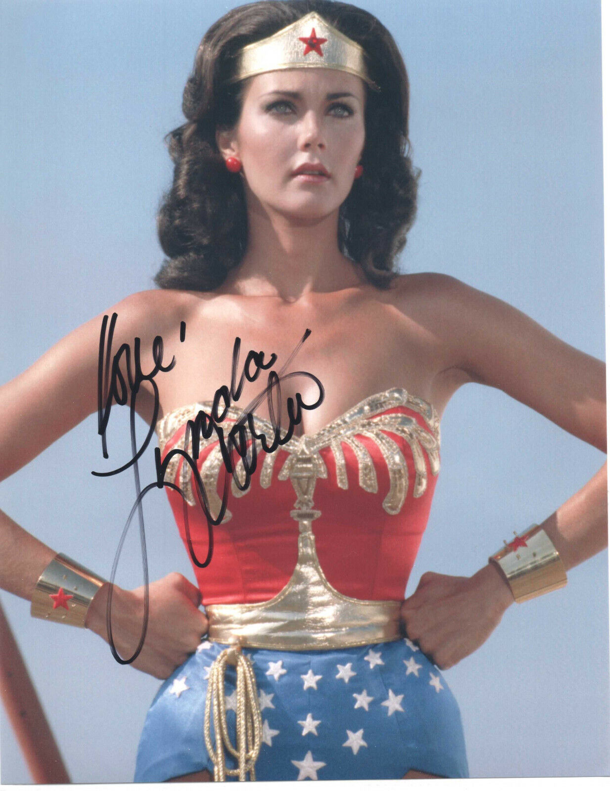 LYNDA CARTER - SUPER SEXY WONDER WOMAN 70s TV - HAND SIGNED AUTOGRAPHED Photo Poster painting