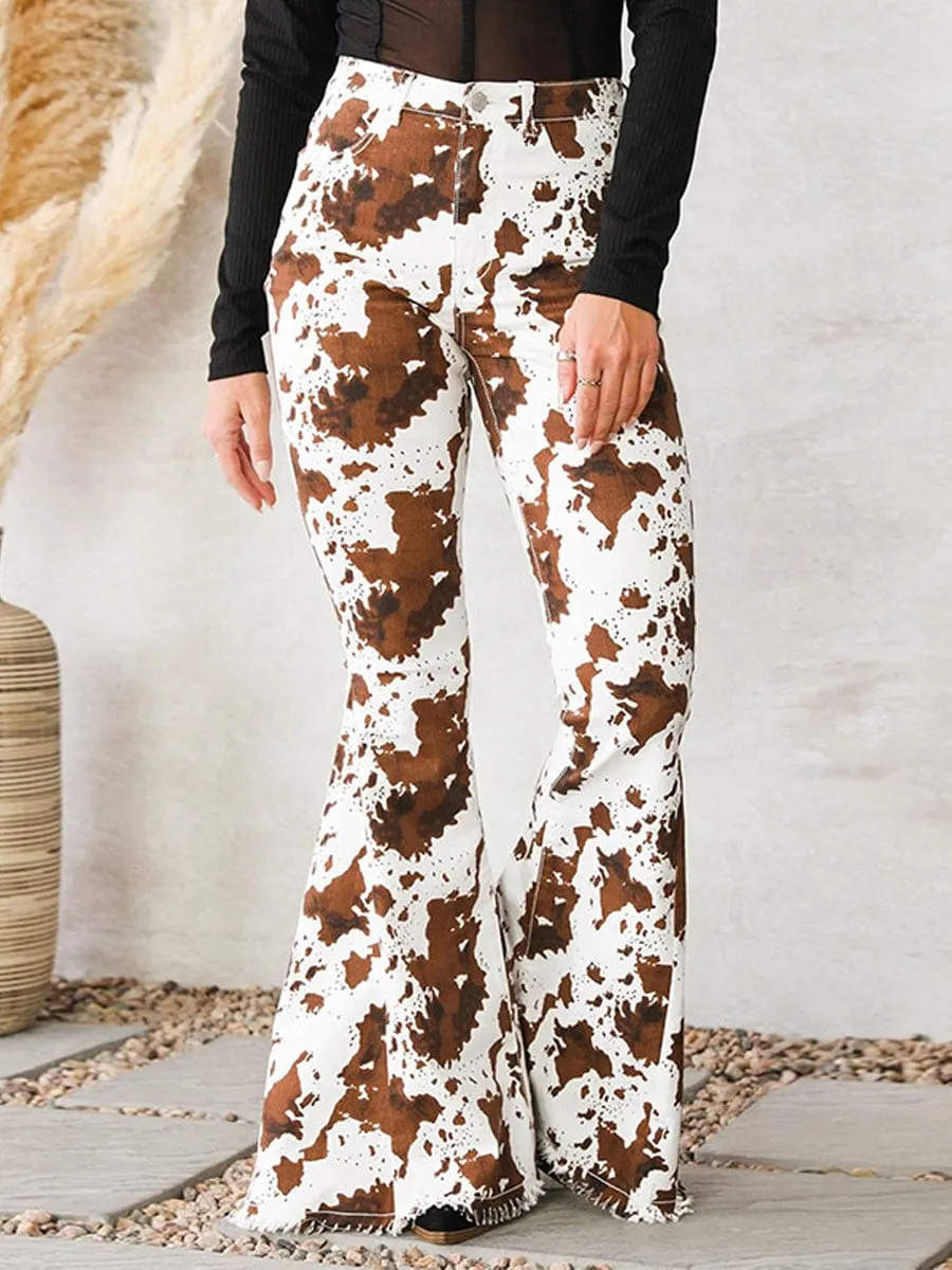 Fashionable Cow Print Trousers