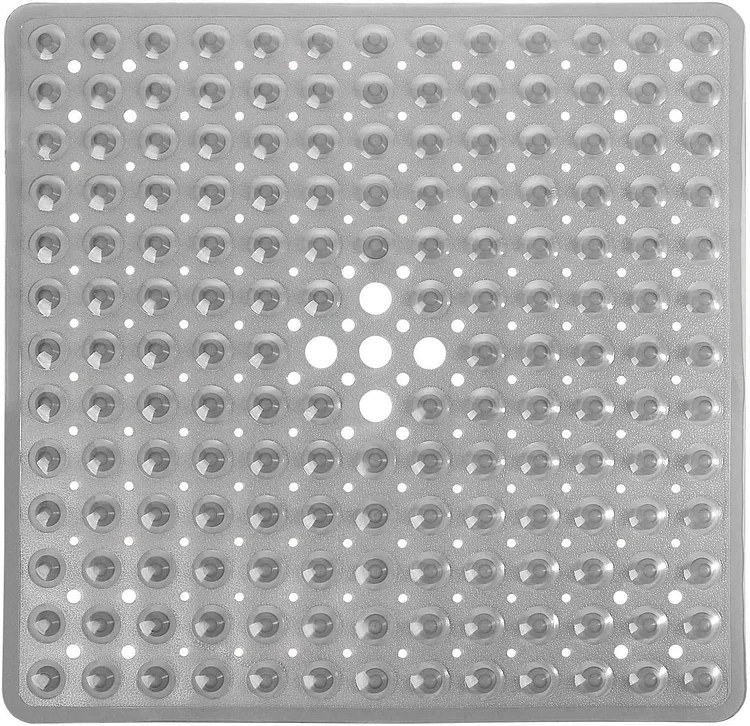 SANMADROLA Square Shower Mat 21 x 21 inch for Shower Stall Floors Bathtub Mat Non Slip Firm Grip Bathroom Mat with Over 160 Strong Suction Cups
