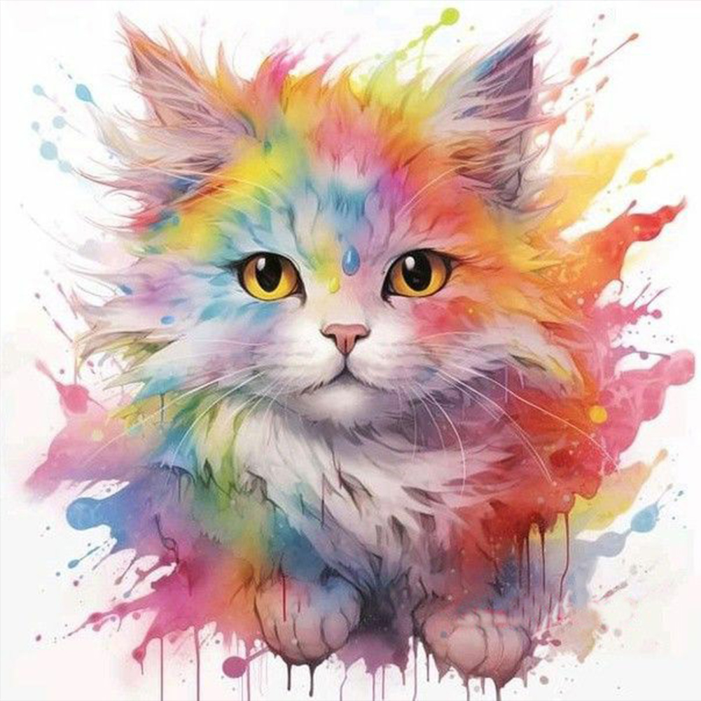 Colourful Fried Cat - Full Round - Diamond Painting (40*40cm) NCD Money