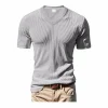  Men's V-Neck Ribbed T-Shirt - Stylish and Comfortable for Everyday Wear by Inlyline