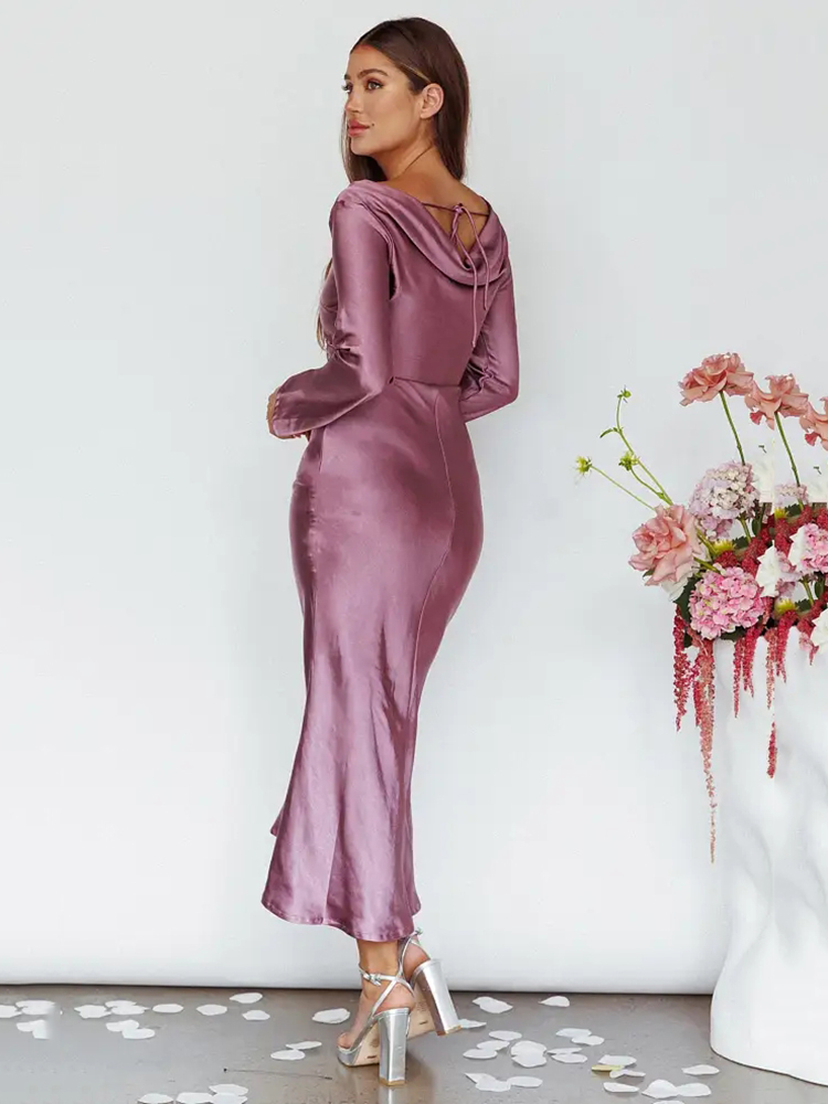 Bodycon Long Sleeve Women's Dress Party Club Evening Dress Female Slim Fit Round Neck Solid Long Dress Autumn New 2025