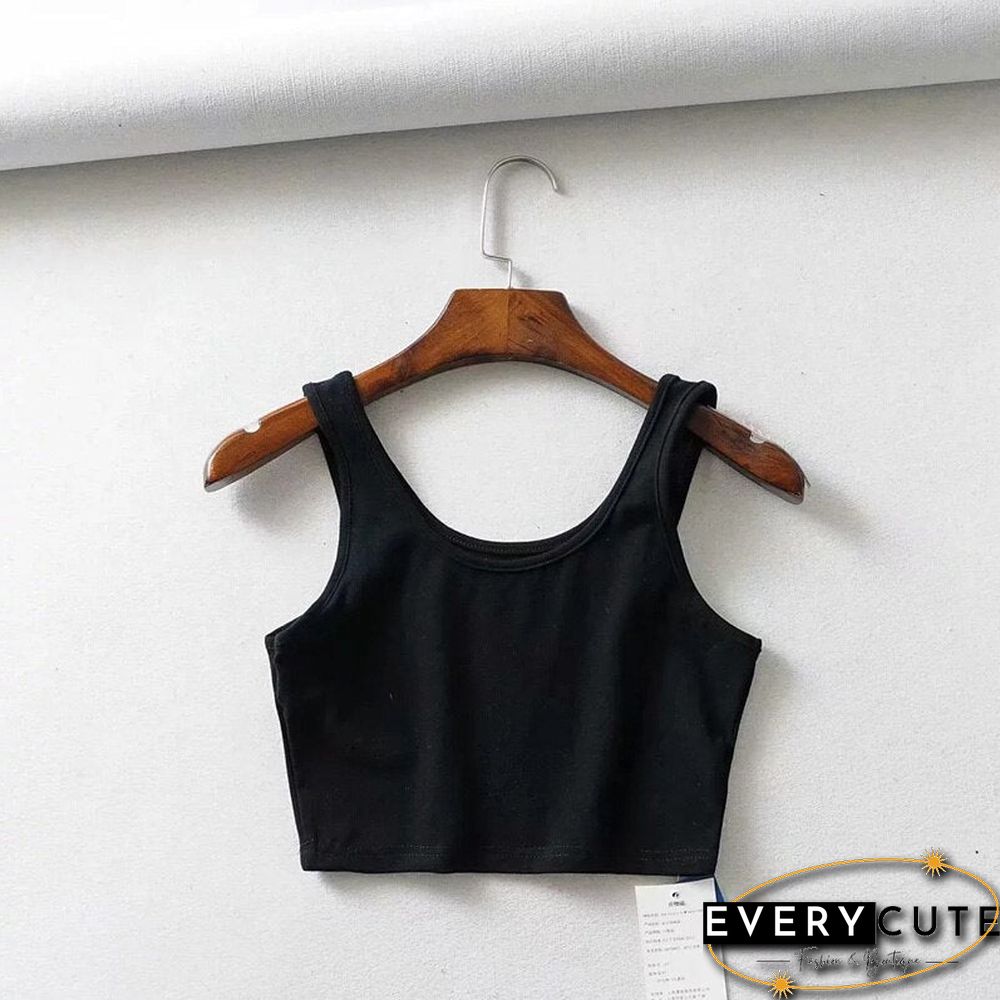sexy women summer crop tops sleeveless short cotton u collar knitted bar