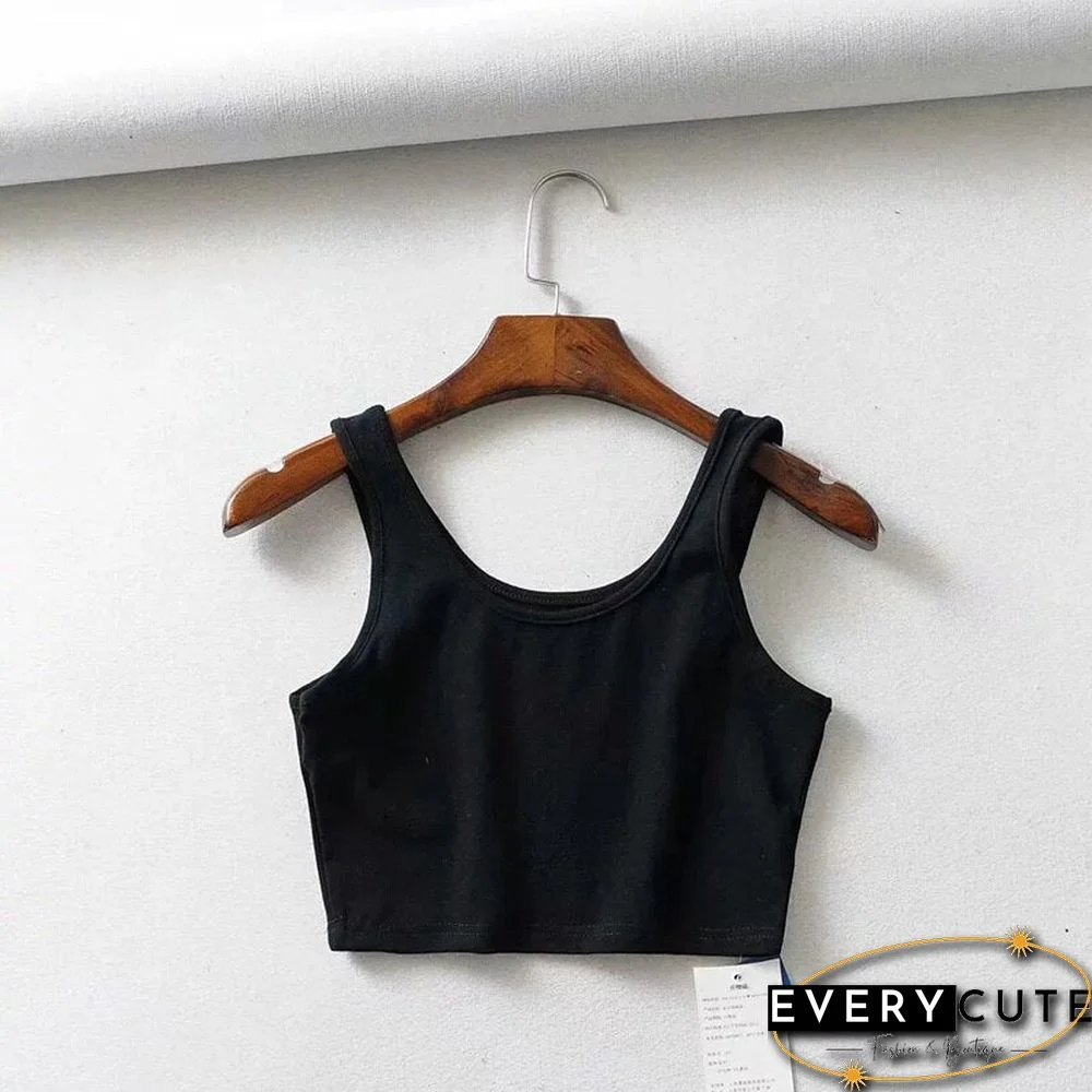 sexy women summer crop tops sleeveless short cotton u collar knitted bar