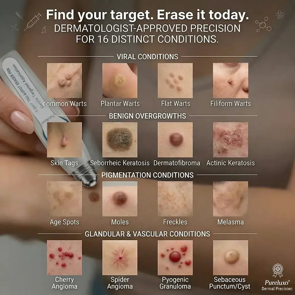 	Pureluxo&reg; 𝟕-𝐃𝒂𝘆 𝐒𝗸𝐢𝐧 𝐓𝒂𝗴 & 𝐒𝐩𝙤𝐭 𝐄𝐫𝒂𝐬𝙚𝐫 Painless & Scar-Free Advanced Imperfection Remova𝗜 Ro𝗜𝗜erba𝗜𝗜 Pen