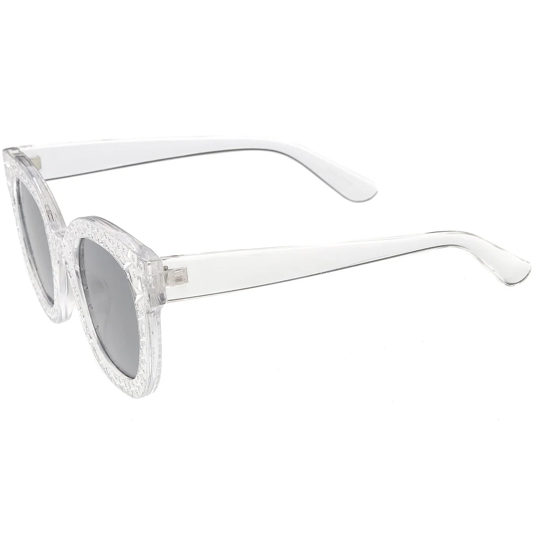 Oversize Star Accent Details Cat Eye glasses Wide Arms Square Lens 48mm