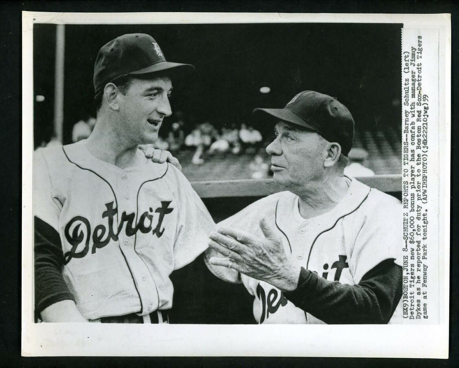 Barney Schultz & Jimmy Dykes 1959 Press Photo Poster painting Detroit Tigers