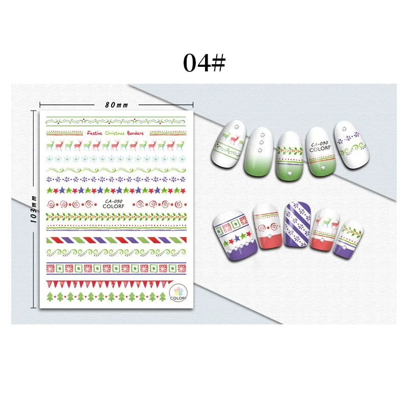 1 Sheet 3D Halloween Nail Sticker Christmas Skull Bone Snake Butterfly Maple Leaf Pattern Decals Manicures 3D Nail Decorations