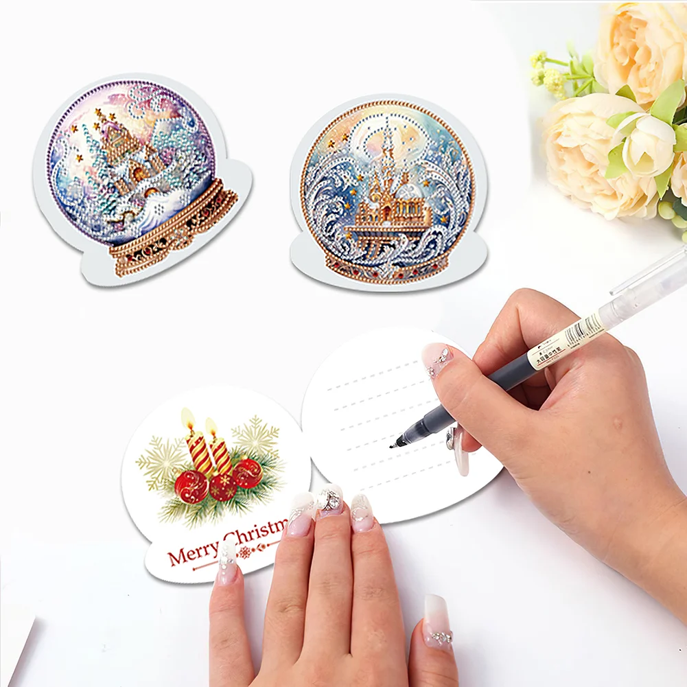 6pcs Xmas Atmosphere Special Shape Diamond Drawing Card Diamond Card【With White Envelope】