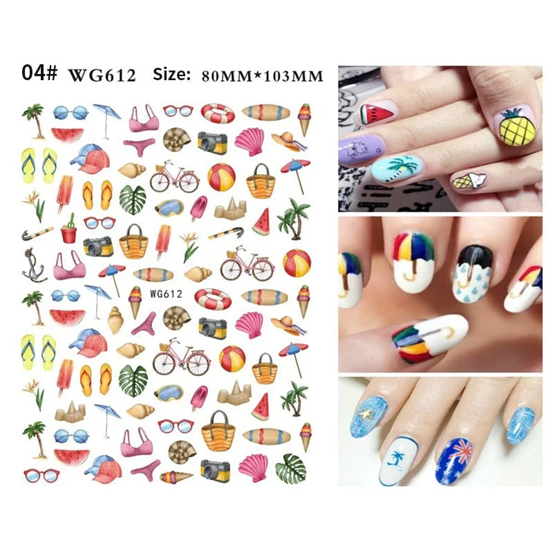 3D Hearts Clubs And Spades Poker Design Self-adhesive Sticker Decals Flowers Lines Geometric Nail Art Manicures Sliders Foils