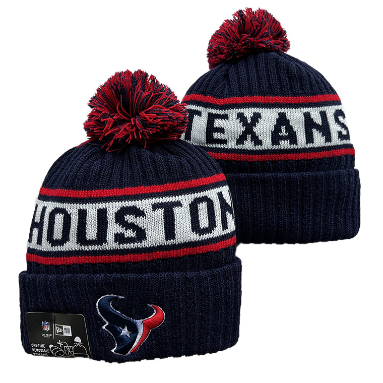 Men's  Black Houston Texans Repeat Cuffed Knit Hat with Pom mysite