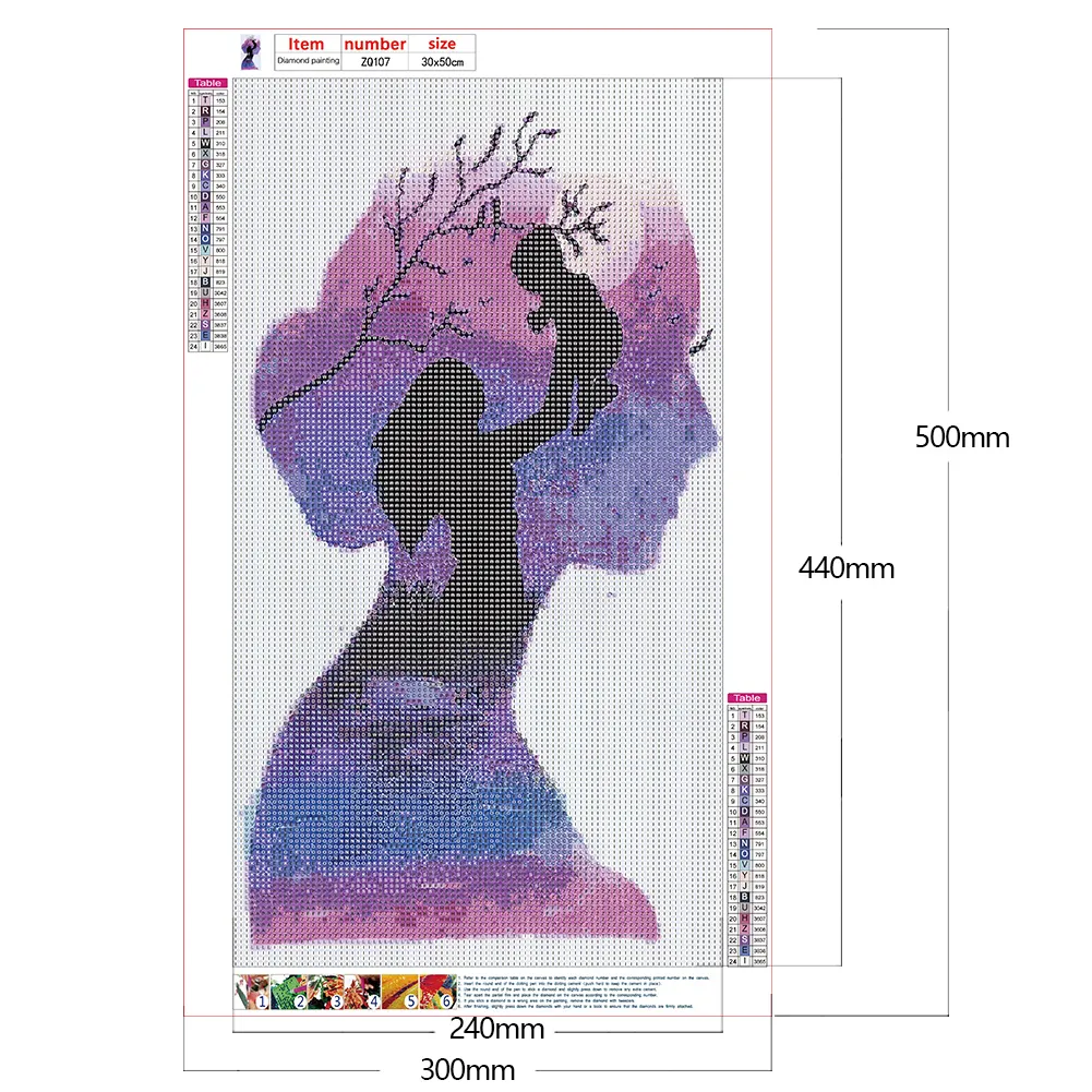 Full Round Diamond Painting 30*50cm - Mother Earth Silhouette