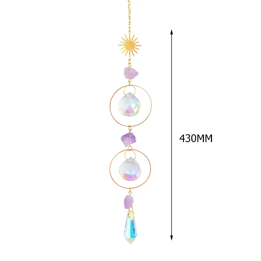 Metal Rainbow Collection Hanging Sun Crystal Prisms Home Wall Decor (M)
