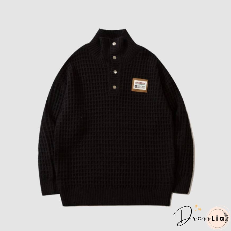 Label Textured Turtleneck Sweater