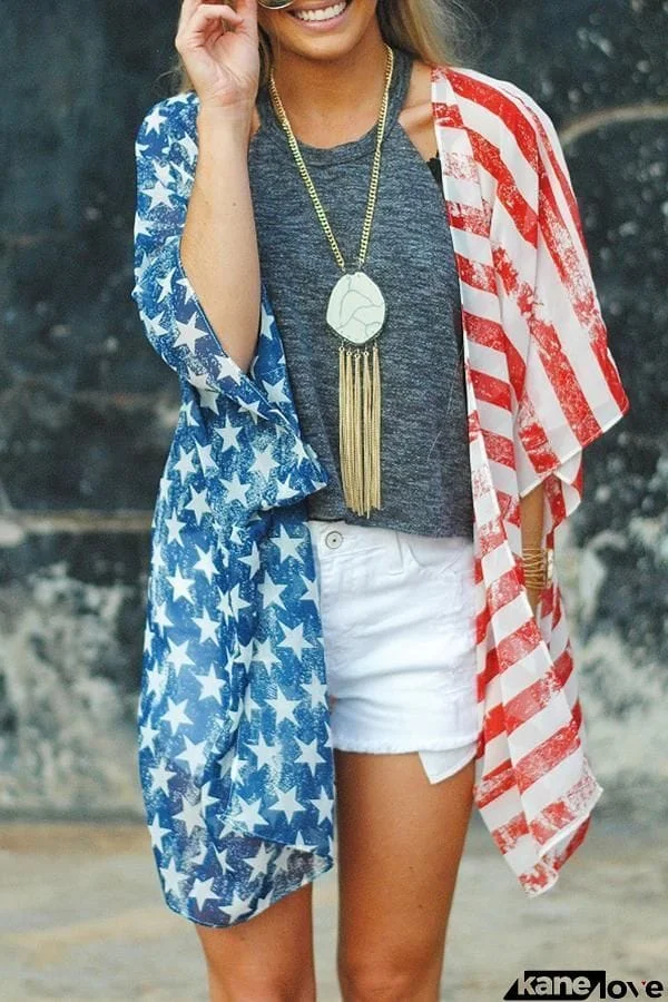 On-trend National Flag Printed Cardigan