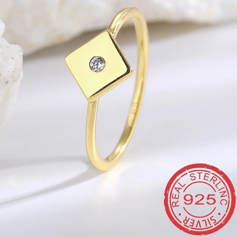 925 Sterling Silver Zircon Solid Color Rings