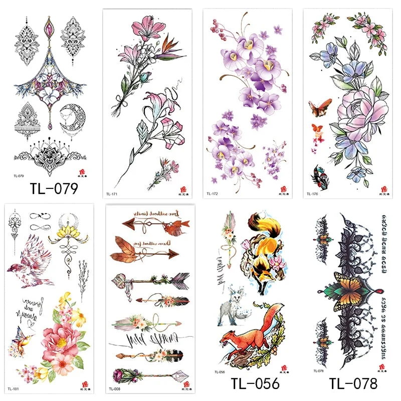Flower animal totem romantic beautiful bird fragrance waterproof lasting men and women personality temporary tattoo stickers