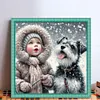 Girl With Puppy-11CT Stamped Cross Stitch 40*40cm/15.75*15.75in tapestrymarket