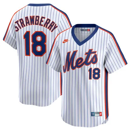 Youth New York Mets #18 Darryl Strawberry Nike White Throwback Cooperstown Collection Limited Jersey
