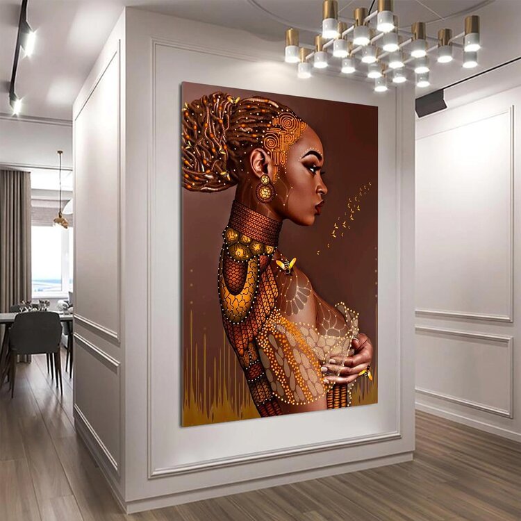 African Black Woman Modern Black African Woman Canvas Wall Art