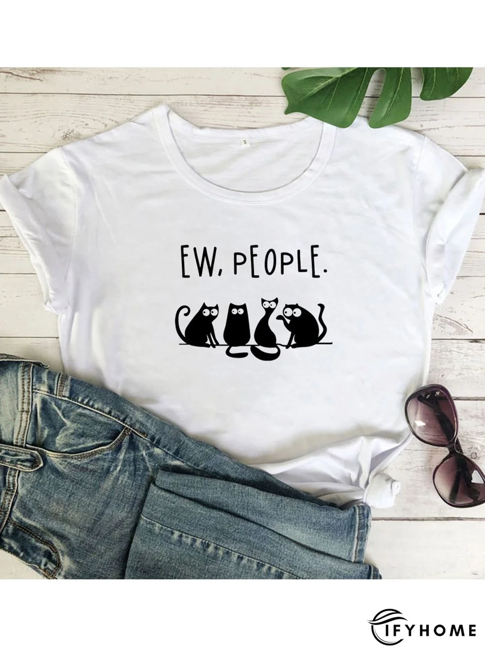 Casual Plus Size Printed Short Sleeve Tee Shirts Tops | IFYHOME