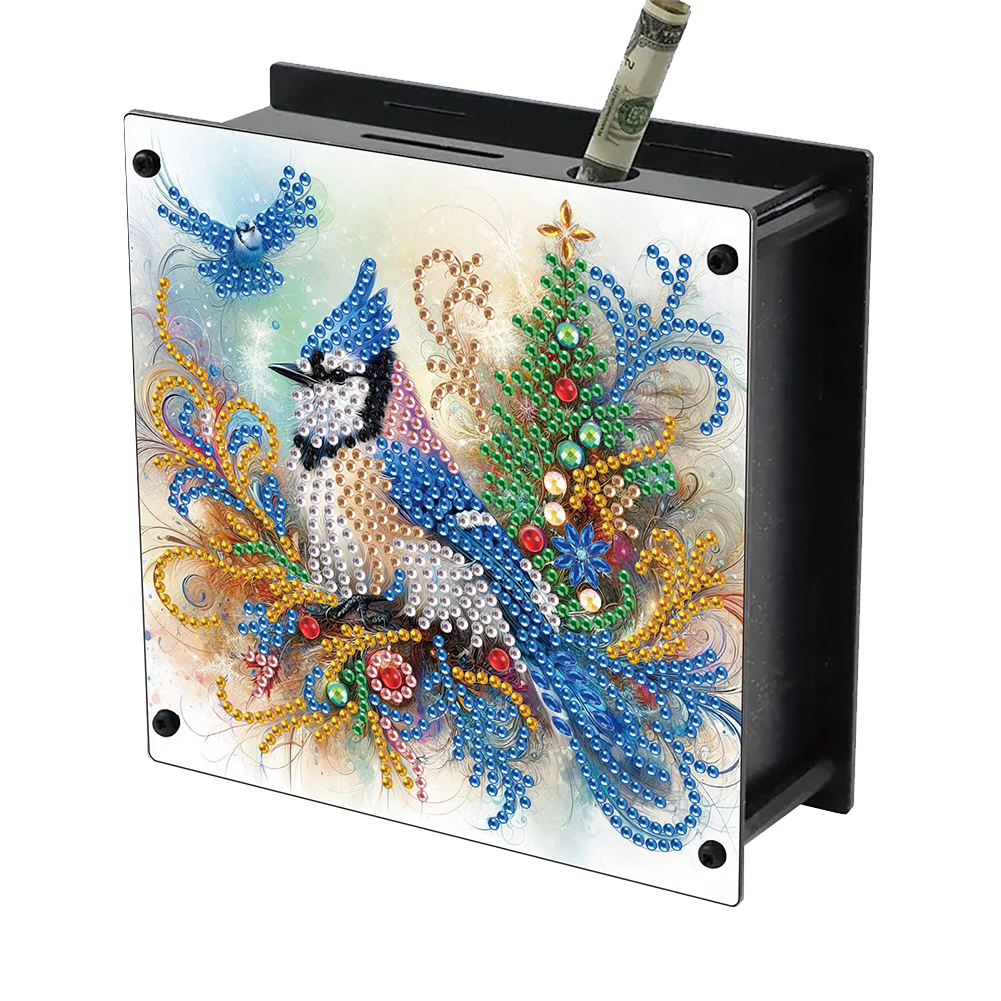 Wooden Bluebird DIY Diamond Painting Change Holder Case Ornament for Home Decor