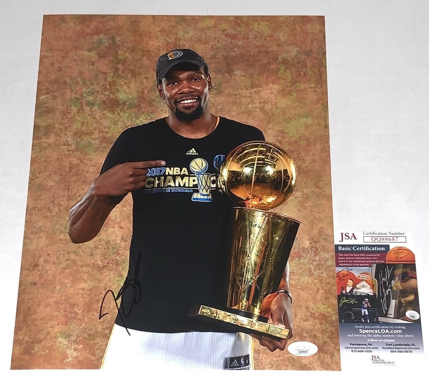 Kevin Durant signed Golden State Warriors Trophy 11x14 Photo Poster painting autographed JSA