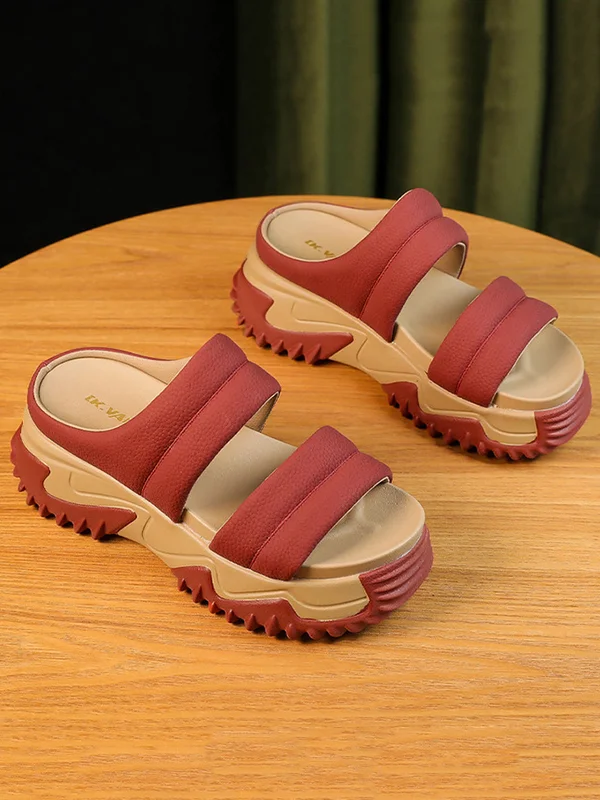 Hollow Open Toe Split-Joint Slippers Platform Shoes