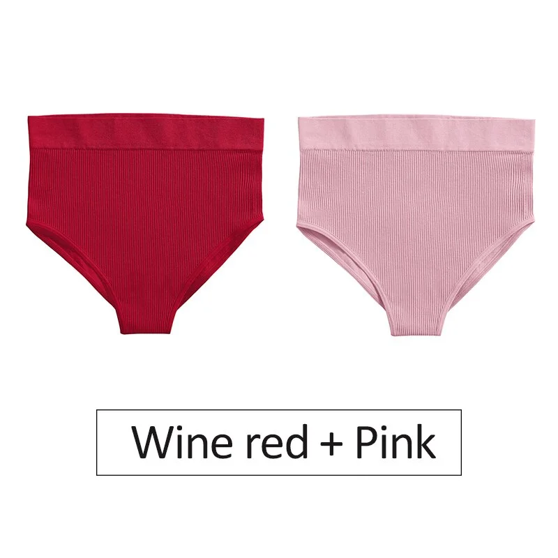 2PCS/Set Women's Panties High Waist Seamless Underwear Female Underpants Woman Sexy Briefs Ladies Panties Intimates Lingerie