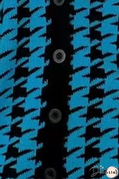 Houndstooth Button Up Long Sleeve Cardigan