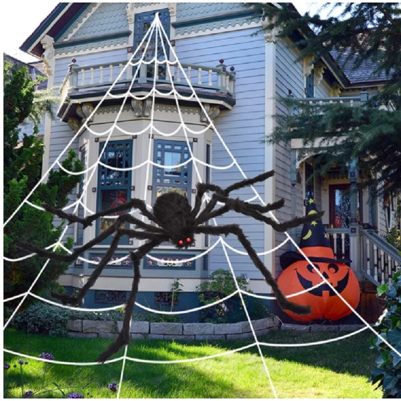 

200 inch Halloween spider web + 59 inch giant spider decoration fake spider, 501 Original